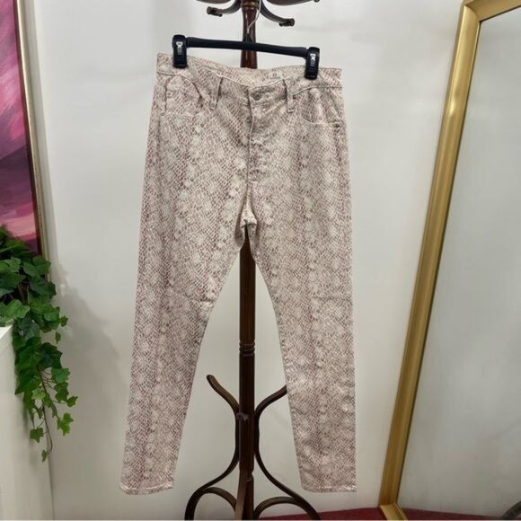 New AG‎  Adriano Goldschmied Farrah Silk Python Ivory Dust Jeans Size 31 - Picture 6 of 14